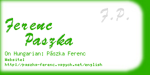 ferenc paszka business card