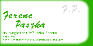 ferenc paszka business card